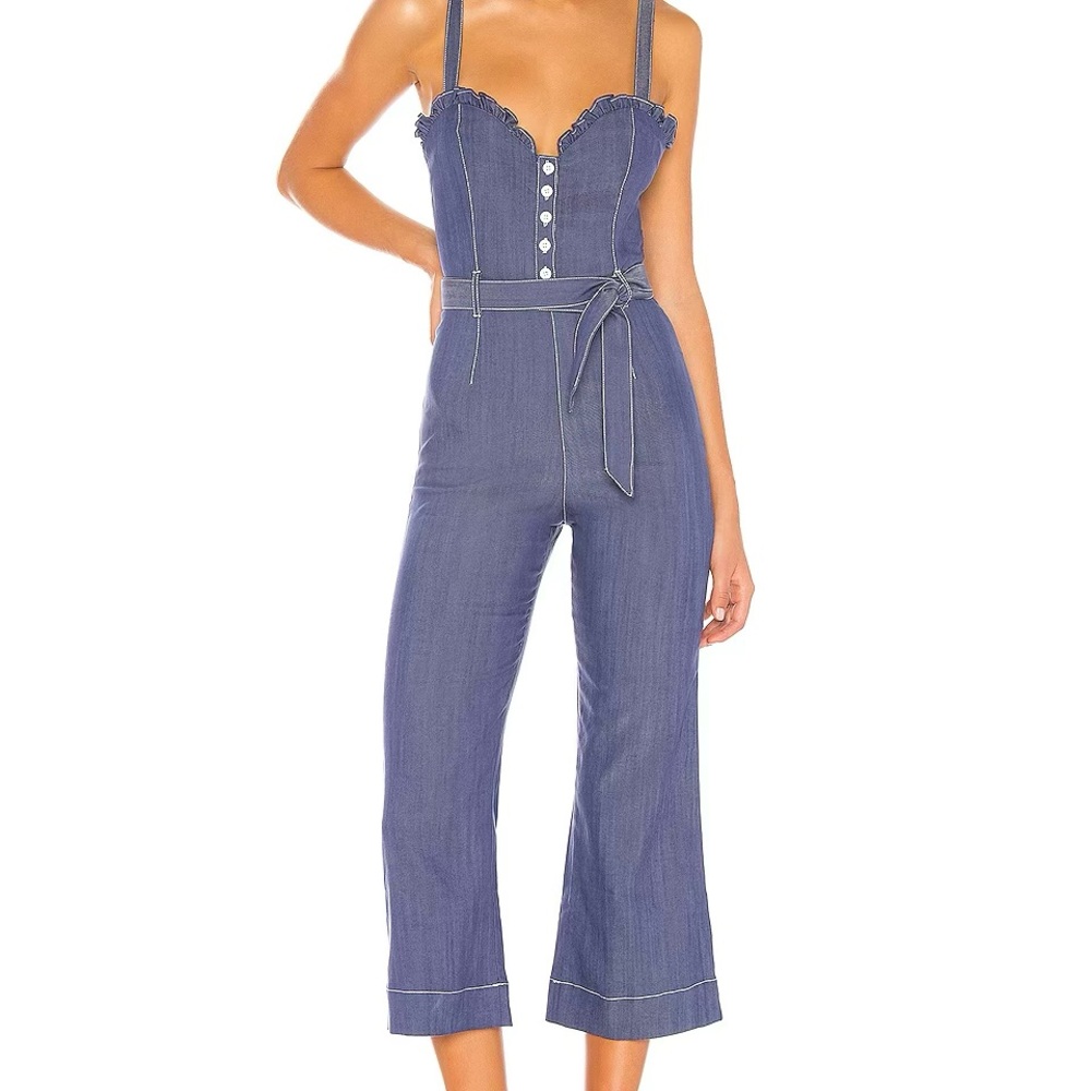Revolve Privacy Please Luca Jumpsuit (XS) - Dark Indigo Blue Denim Pantsuit